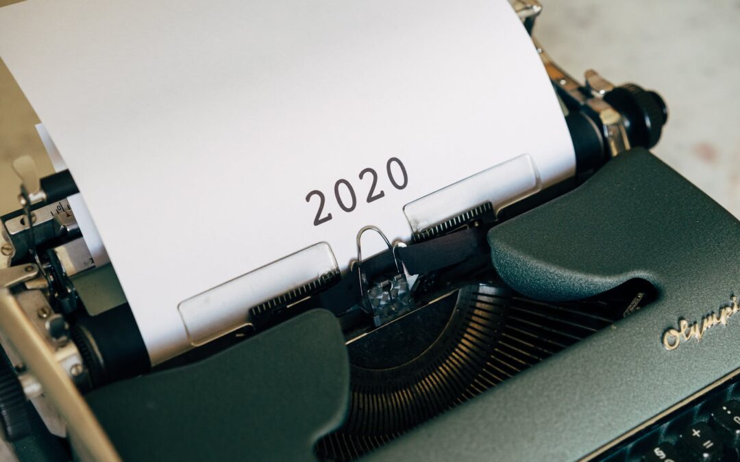 Typewriter Shown Typing Out 2020 on White Paper